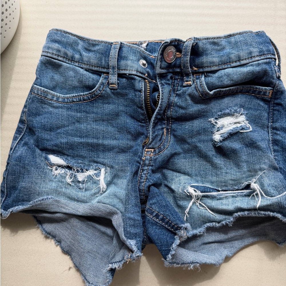 Girls Distressed Denim Shorts - Blue